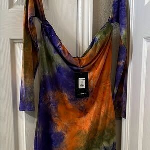 Fashion Nova Orange and Purple Tie-Dye Romper